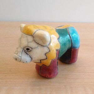 Vintage South African Raku Art Pottery | Lion Mini